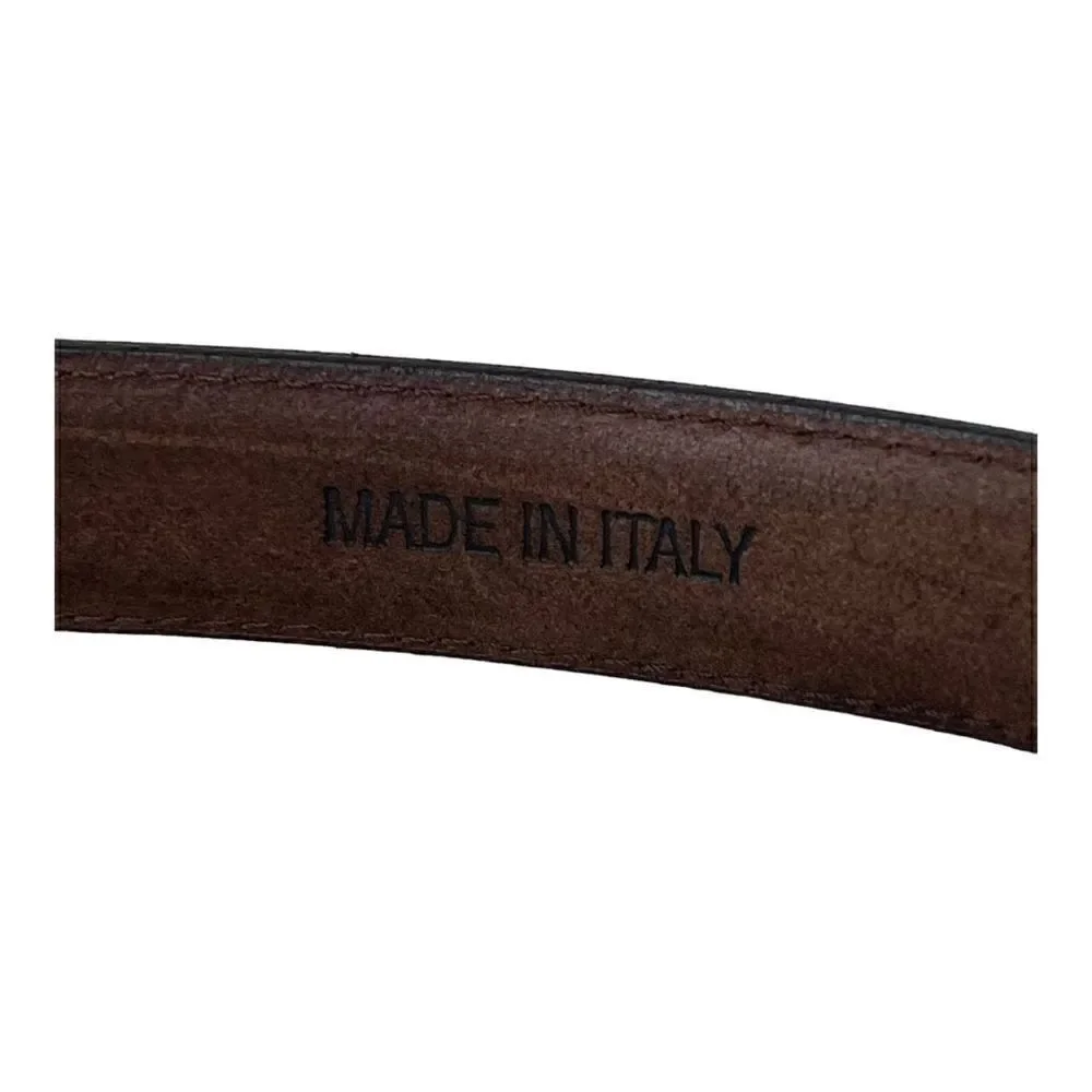 Nautica Men's Full Grain Italian Leather Silver Metal Buckle Belt Brown Size 42